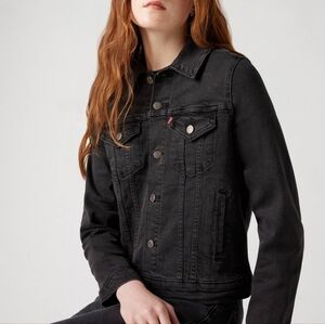 Levi's Black Jean Jacket with Button-Up Front and Long Sleeves